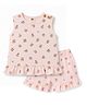 Zero Single Jersey Knit Sleeveless Top & Shorts Co-ord Set with Floral Print - Baby Pink