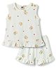 Zero Single Jersey Knit Sleeveless Top & Shorts Set With Bear Print - Offwhite