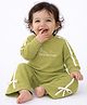 PURPLE UNITED KIDS Terry Knit Full Sleeves Daydreamer Text Printed Tee & Pant Set - Light Green
