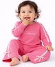 PURPLE UNITED KIDS Terry Knit Full Sleeves Daydreamer Text Printed Tee & Pant Set - Light Pink