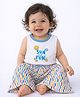 PURPLE UNITED KIDS Single Jersey Knit Sleeveless Sun & Fun Text Printed Top & Pant Set  - White & Blue Multi Colour
