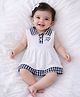 PURPLE UNITED KIDS Single Jersey Woven Sleeveless Heart Embroidered Dress - White