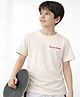 PURPLE UNITED KIDS Single Jersey Woven Half Sleeves Purple Champ Text Printed Tee - Off White