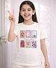 PURPLE UNITED KIDS Single Jersey Woven Half Sleeves Beach Theme Printed Tee - White