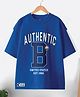 CODEZ 100% Cotton Knit Half Drop Shoulder Sleeves Authentic Text Printed Oversized Tee - Royal Blue