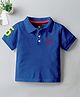 CODEZ Cotton Blend Knit Half Sleeves Brand Logo Printed Polo Tee - Royal Blue