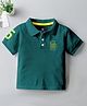 CODEZ Cotton Blend Knit Half Sleeves Brand Logo Printed Polo Tee - Dark Green
