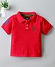 CODEZ Cotton Blend Knit Half Sleeves Brand Logo Printed Polo Tee - Red