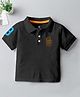 CODEZ Cotton Blend Knit Half Sleeves Brand Logo Printed Polo Tee - Black