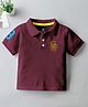 CODEZ Cotton Blend Knit Half Sleeves Brand Logo Printed Polo Tee - Maroon