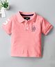 CODEZ Cotton Blend Knit Half Sleeves Brand Logo Printed Polo Tee - Peach