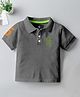 CODEZ Cotton Blend Knit Half Sleeves Brand Logo Printed Polo Tee - Grey