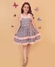 Cutecumber Georgette Woven Sleeveless Floral Printed Dress - Grey