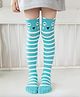 Flaunt Chic Cotton Blend Knit Striped & Animal Designed Socks - Blue