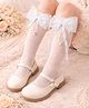 Flaunt Chic Pearl Embellished Bow Applique Detailed Socks - Beige