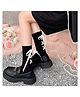 Flaunt Chic Back Tie Up Socks -Black
