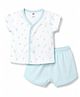 Zero Sinker Knit Half Sleeves T-Shirt & Shorts Night Suit With Fruit Print - Blue & White