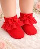 Flaunt Chic Bow Applique & Frill Detailed Socks - Red