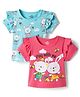Doodle Poodle Cotton Knit Printed Half Sleeves Regular Tops Blue New Born Pack of 2