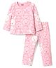 Babyhug Cotton Knit Half Sleeves Bunny Printed Co-Ords T-Shirt & Pyjama Night Suit - Pink