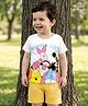 Babyhug Disney Single Jersey Knit Half Sleeves T-Shirt & Shorts Set With Winnie The Pooh Graphics - White & Yellow
