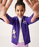 Pine Kids 100% Cotton Knit Full Sleeves Star Sequinned Hooded Sweatjacket - Purple