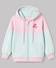 Pine Kids Cotton Knit Sweatshirts with Full Sleeves and Floral Embroidery - Pink & Sea Green