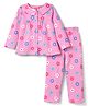 Babyhug Cotton Knit Full Sleeves Top & Pyjama Co-ord Night Suit with Floral Print - Pink