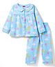 Babyhug Cotton Knit Full Sleeves Top & Pyjama Co-ord Night Suit with Cloud Print - Blue