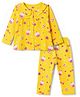 Babyhug Cotton Knit Full Sleeves Top & Pyjama Night Suit With Ice-cream & Strawberry Print - Yellow