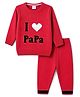 Babyhug Knit Full Sleeves Text Printed  Sweater Set - Red
