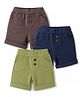 Zero Sinker Knit Above Knee Length Solid Shorts Pack Of 3 - Navy Blue Brown & Light Green