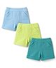 Zero Sinker Knit Above Knee Length Solid Shorts Pack Of 3 - Light Blue Neon Green & Turquoise