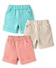 Zero Sinker Knit Above Knee Length Solid Shorts Pack Of 3 - Peach Sea Green & Beige