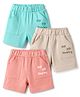 Zero Sinker Knit Above Knee Length Text Printed Shorts Pack Of 3 - Peach Sea Green & Beige