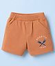 Zero Sinker Knit Above Knee Length Text & Nautical Theme Printed Shorts - Orange