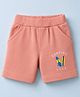 Zero Sinker Knit Above Knee Length Text & Beach Theme Printed Shorts - Pink