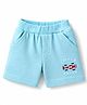 Zero Sinker Knit Above Knee Length Vehicles & Text Printed Shorts - Turquoise