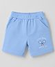 Zero Sinker Knit Above Knee Length Text & Sports Theme Printed Shorts - Light Blue