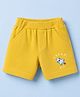 Zero Sinker Knit Above Knee Length Text & Space Theme Printed Shorts - Yellow