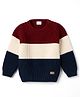 Babyhug Knit Full Sleeves Colour Block Pullover - Maroon Navy & White