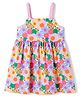 Babyhug Cotton Knit Sleeveless Floral Printed Frock - Multicolor