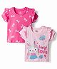 Doodle Poodle 100% Cotton Knit Half Sleeves Bunny & Bow Printed Tops Pack Of 2 - Pink