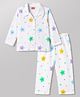 Babyhug Cotton Knit Full Sleeves Co-Ords Shirt & Pajama Night Suit Star Print - White