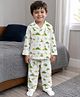 Babyhug Cotton Knit Full Sleeves Shirt & Pyjama Co-ord Night Suit with Dino Print - White