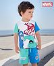 Babyhug Marvel Single Jersey Knit Half Sleeves T-Shirt & Shorts Set With Avengers Graphics - Multicolor