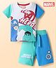 Babyhug Marvel Single Jersey Knit Half Sleeves T-Shirt & Shorts Set With Avengers Graphics - Multicolor