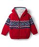 Babyhug Knit Full Sleeves Front Open Hooded Sweater with Argyle Design -Red