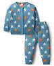 Babyhug Knit Full Sleeves Front Open Sweater Set with Star Design - Blue