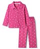 Babyhug Cotton Knit Full Sleeves Shirt & Pyjama Co-Ord Night Suit With Polka Dots Print - Dark Pink